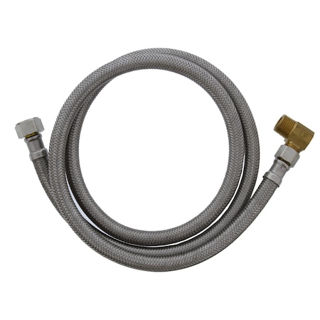 Jones Stephens 1/2in Compression 3/8in Compression x 48in Braided SS Dishwasher Connector, 3/8in MIP 90Deg. Elbow S04236